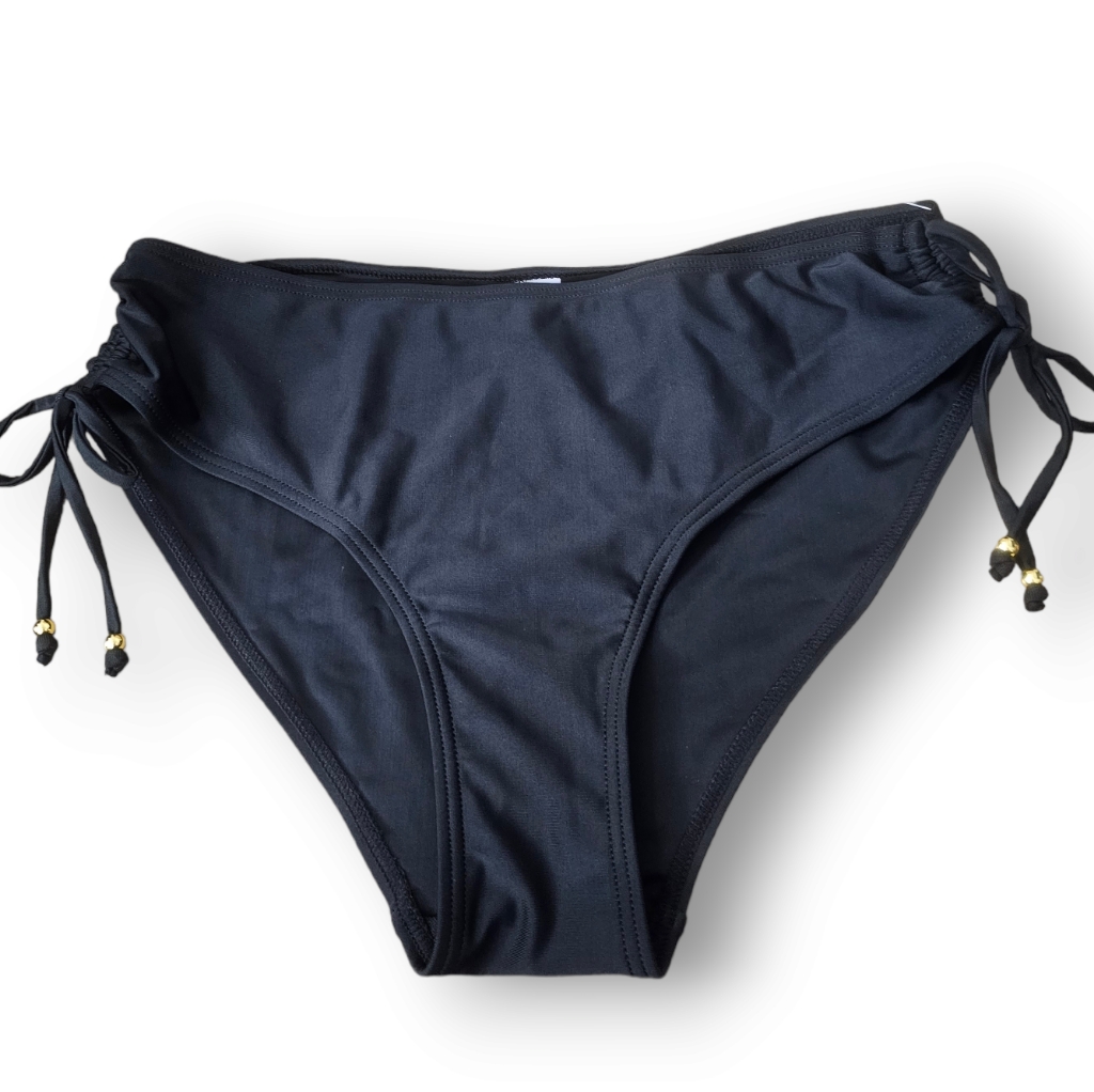Women Bikini Bottoms Side Tie Adjustable Whit Gold Beads, Bathing Suit Swimsuit